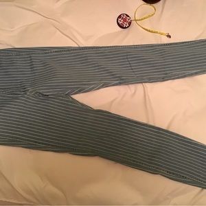 Blue with grey stripes pants high waist 78% cotton